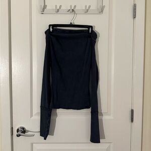 Free People Off the Shoulder Black Long Sleeve Top